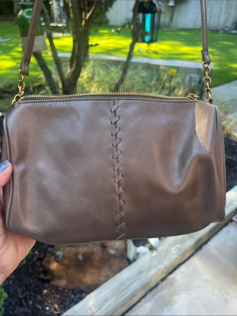 Leather Crossbody Shoulder Bag in Brown